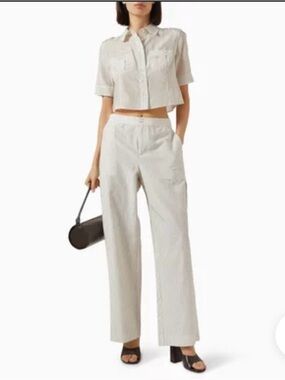 Frame The Stripe Utility Cotton And Silk Blend Pants size XS